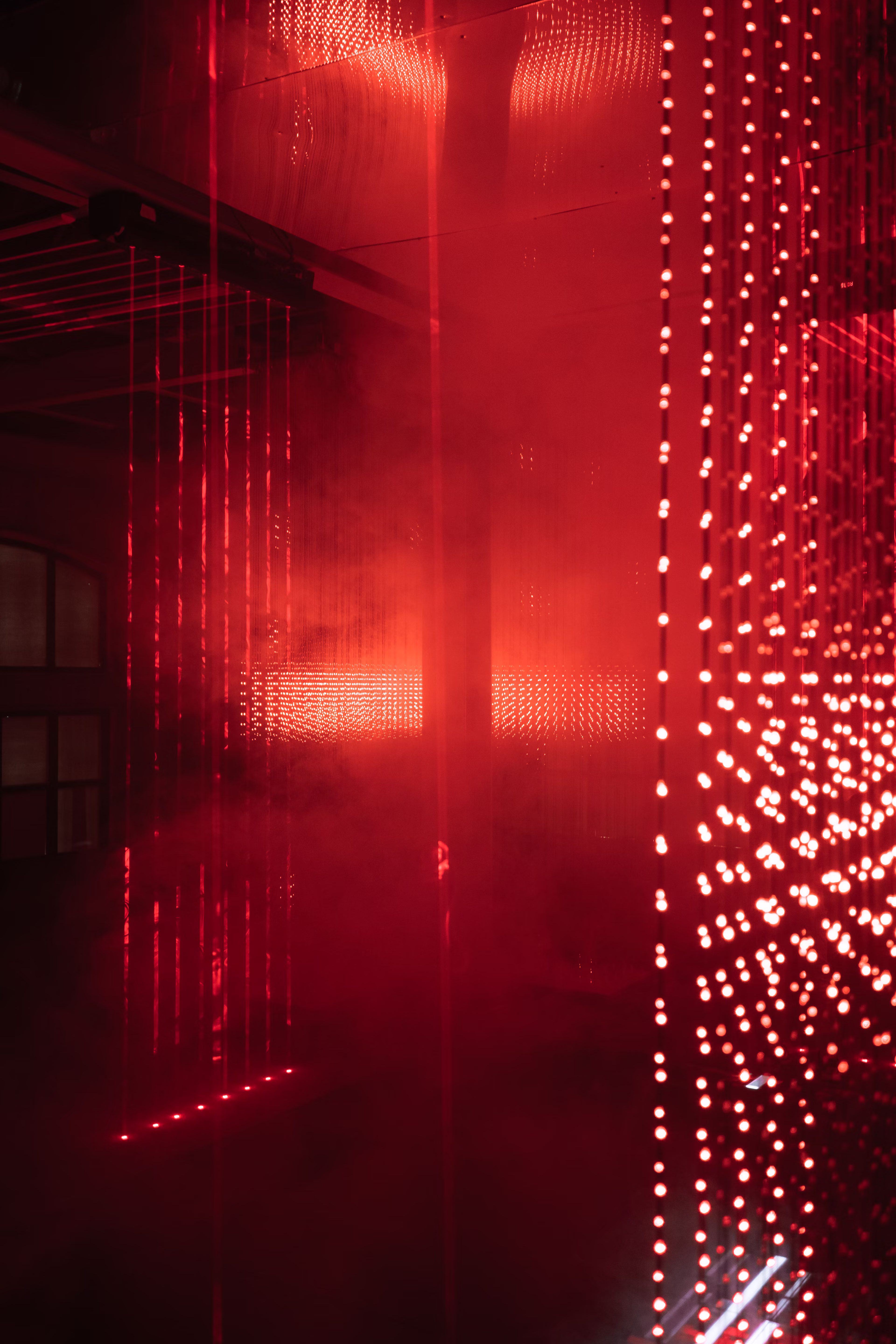 Dynamic light and motion intersecting architecture.